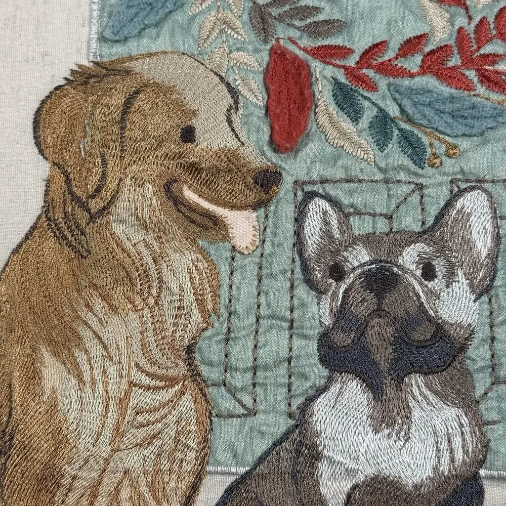 Pier 1 One Embroidered Autumn Dog French Bulldog Golden Retriever 15